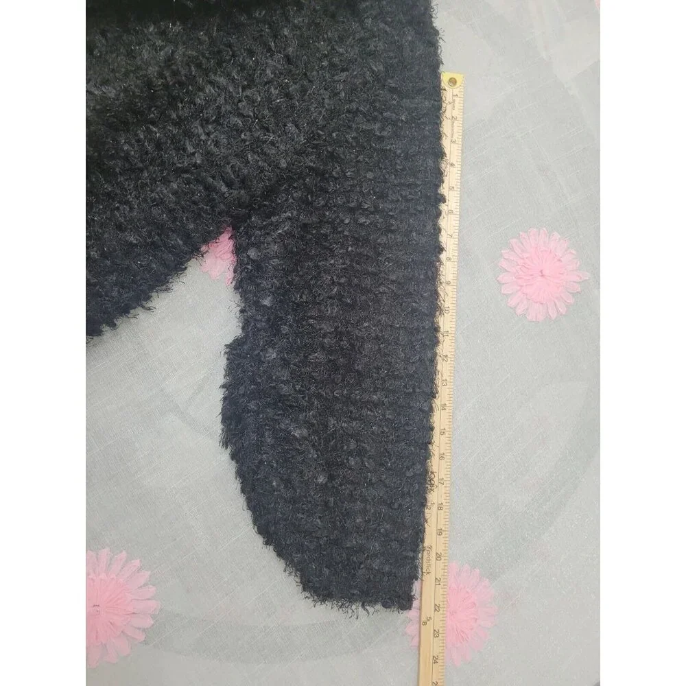 Westbound Womens Size 1 X Long Sleeve Turtleneck Black Silver Fuzzy Sweater 35 - Picture 7 of 7